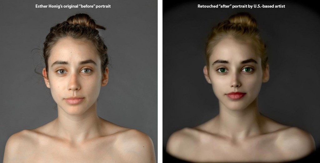 Horrific photo retouching effort that's typical of what you get from sites like fiverr.com. (Click to enlarge...if you dare)                 Photo source: Esther Honig